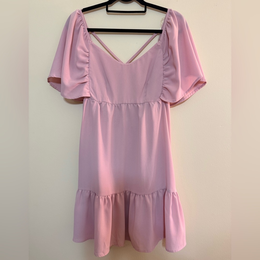 HYFVE Pink Flutter Sleeve Dress